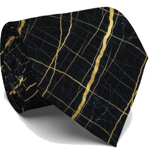 Gravata Executiva de Luxo Mármore Preto e Dourad