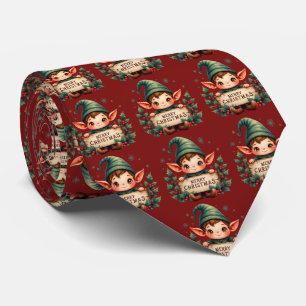 Gravata Fada de Natal Fofo Segurando Placa Alegre Vermelha