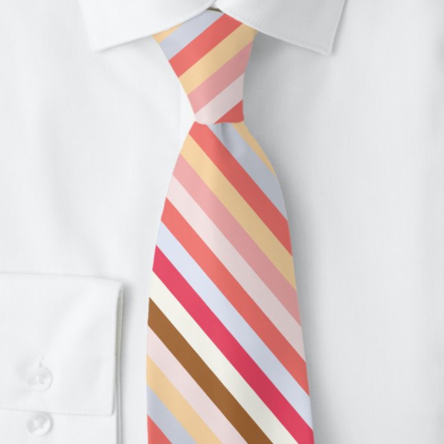 Gravata Faixa Moderna Diagonal Muted Candy (Modern muted diagonal candy stripe neck tie)
