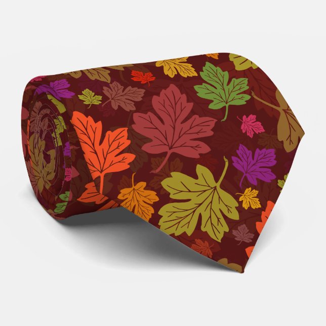 Gravata Fall Autumn Maple Leaves Pattern (Rolled)