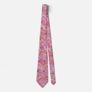 Gravata Falln Chirimen Floral Rosa