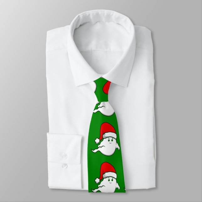 Gravata Fantasma de Natal feio assustador verde assustador (Amarrado)