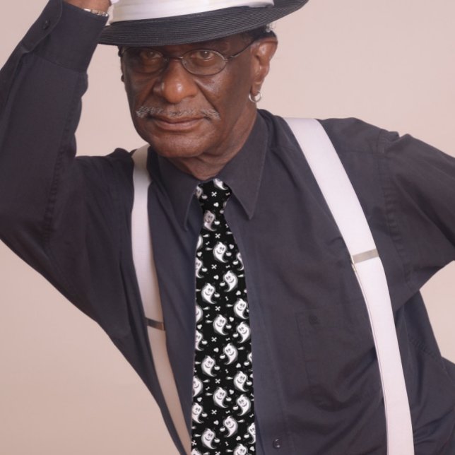 Gravata Fantasmas bonitos sorrindo preto no Halloween (Criador carregado)