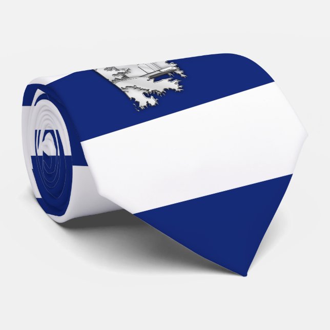 Gravata Farol-cromo em faixas azuis do marinho náutico (Rolled)