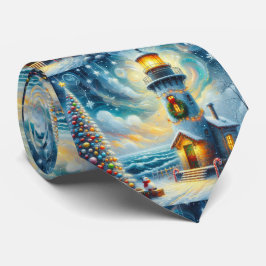 Gravata Farol de Árvore de Natal Azul Costeiro Náutico