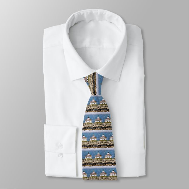 Gravata Farol de Ovo, Bar Harbor Maine Mens Tie (Amarrado)