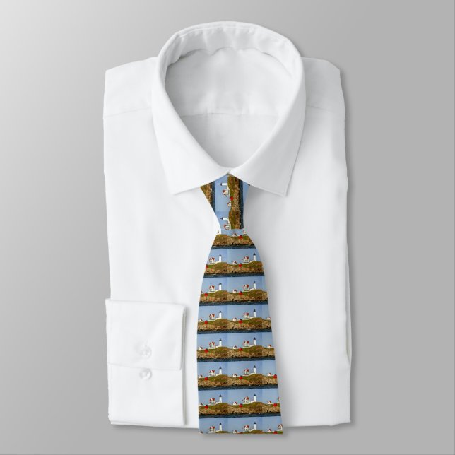 Gravata Farol do Cabo Neddick Nubble, Maine Mens Tie (Amarrado)