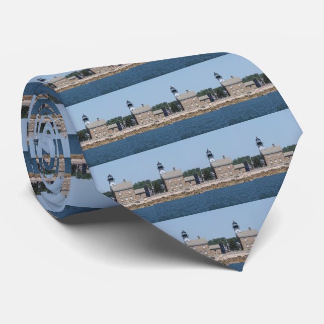 Gravata Farol Sheffield Island, Connecticut Mens Tie (Rolled)