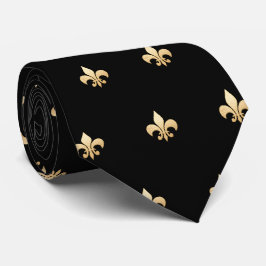 Gravata Faux Dourado Fleur de lis DIY Black Dourado