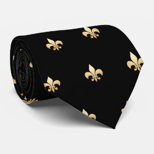 Gravata Faux Dourado Fleur de lis DIY Black Dourado