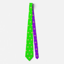 Gravata Faux Dourado Fleur de lis DIY Neon Green Purple