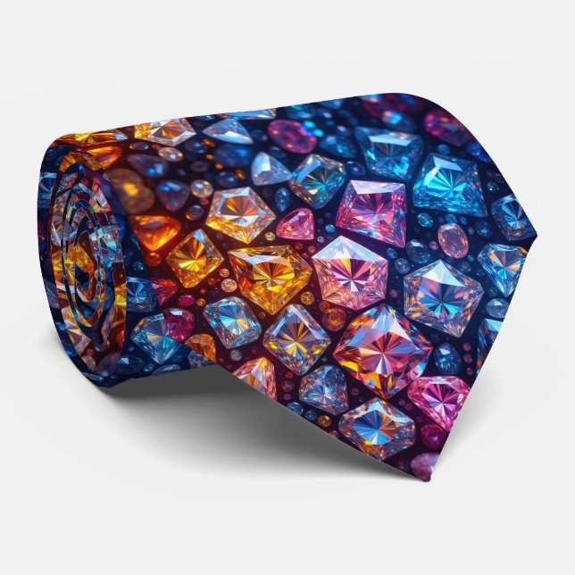 Gravata Faux Silk Gemstone Diamond Luxury Tie (Rolled)