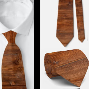 Gravata Faux Wood Grain Masculine Rustic Necktie