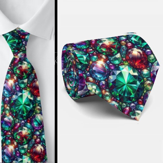 Gravata Favorite Colors Jewel Tone Gemstone Pattern (Criador carregado)