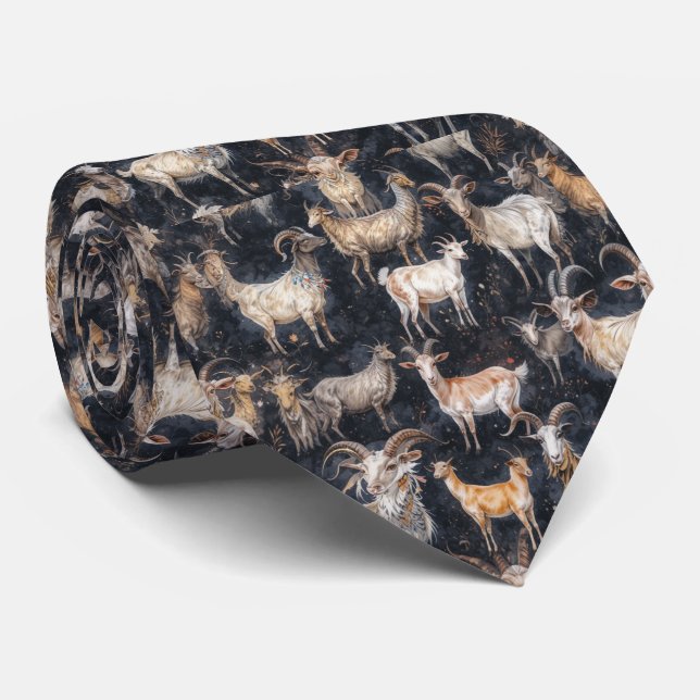 Gravata Fazenda de Animais Cabra Fantasia Divertida  (Rolled)