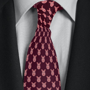 Gravata Fazendeiros de porcos cartoon Burgundy