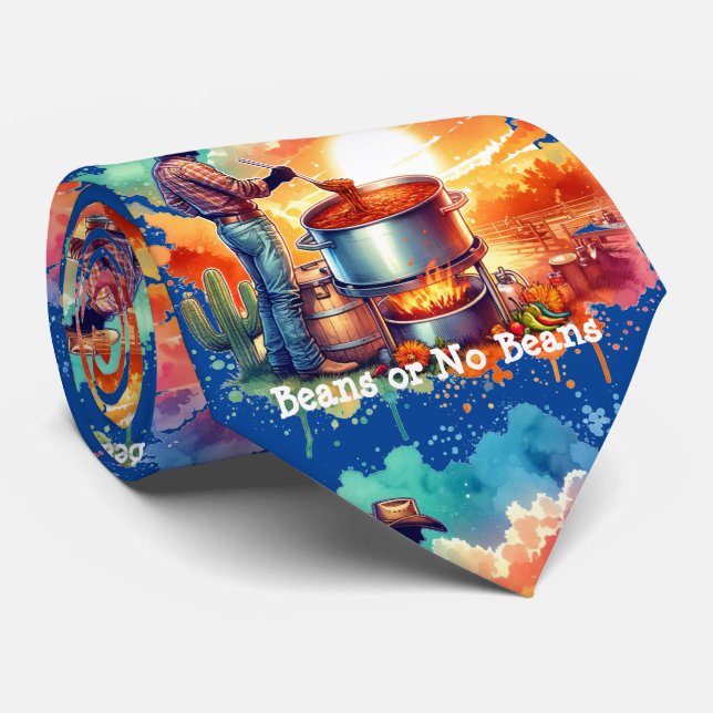 Gravata Feijões ou No Beans Chili Cozinhar Cowboy 1 (Rolled)