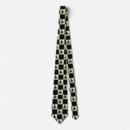 Gravata Feiticeiras Pretas Xadrez Preto e Amarelo