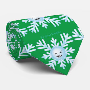 Gravata Feliz Floco de Neve Emoticon Thunder_Cove