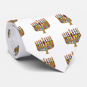 Gravata Feliz Hanukkah Dreidels Menorá