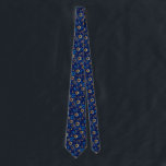 Gravata Feliz Hanukkah, Jewish Star Menorah Blue Neck Tie<br><div class="desc">Feliz Hanukkah,  Menorah,  sonho,  estrela judia,  padrão,  gravata.</div>