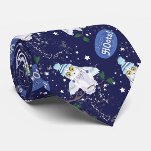 Gravata Feliz Hoots Snowy Owl com empate de pescoço com fo