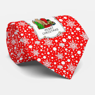 Gravata Feliz Natal 2 Goldendoodle (ouro vermelho)