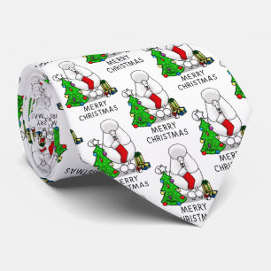 Gravata Feliz Natal Árvore 2 Poodle (branco) Diversão de