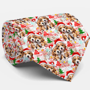 Gravata Feliz Natal Chapéu do Papai Noel Cachorro Design -