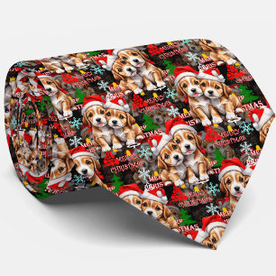Gravata Feliz Natal Chapéu do Papai Noel Design de Cachorr