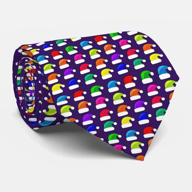 Gravata Feliz Natal Papai Noel Vermelho Azul Roxo Verde (Rolled)