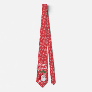 Gravata Feliz Natal Papai Noel Vermelho Floco de Neve