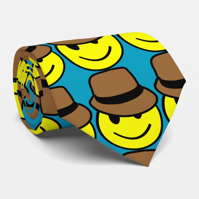 Gravata Feliz Rosto Fedora Tie (Rolled)