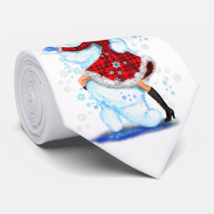 Gravata Feliz Snowman e Girl Dance Tango Festa de Natal