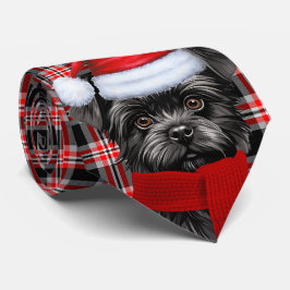 Gravata Feriado Affenpinscher Cachorro Vermelho Xadrez Nat