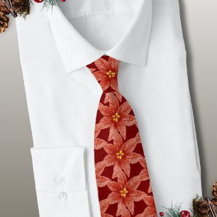 Gravata Feriado de Natal Poinsettia Floral Botânica Vermel