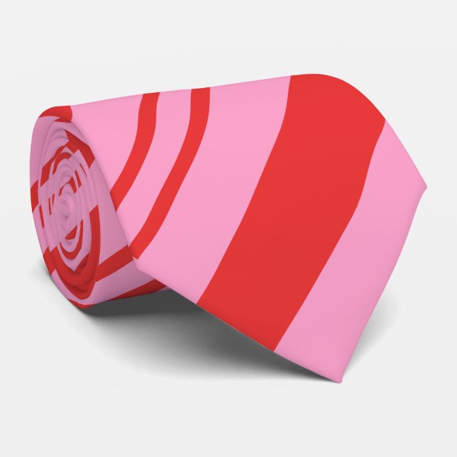 Gravata Feriado de Natal Rosa Vermelho Stripe Candy (Rolled)