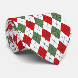 Gravata Feriados de Padrão Verde Vermelho Natal
