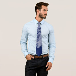 Gravata Fern Deixa Textura Esboço Branco Azul