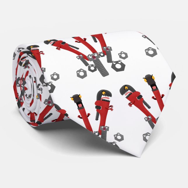 Gravata Ferramentas engraçadas de monstro de wrench (Rolled)