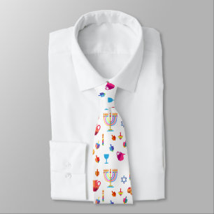 Gravata Festa de Hanukkah - Padrão de Doodle Azul de Tend