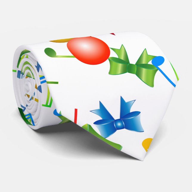 Gravata Festas de Natal Festivas com Notas de Música (Rolled)