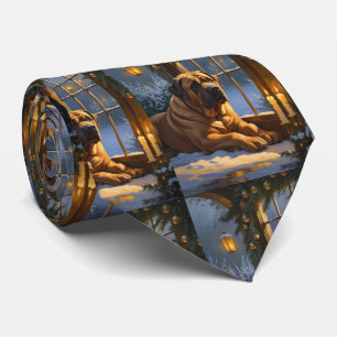 Gravata Festivo Bullmastiff com Férias de Natal