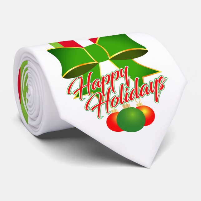 Gravata Festivo com branco vermelho e verde sobre feriados (Rolled)