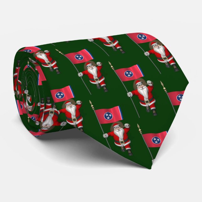 Gravata Festivo Papai Noel Com Bandeira Do Tennessee (Rolled)