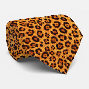 Gravata Ficar Selvagem Estampa de Leopardo Dourado Laranja