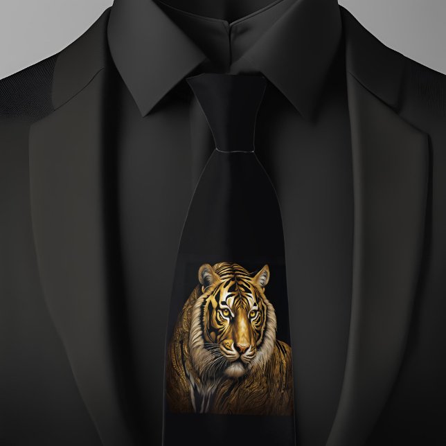Gravata Fierce Tiger na Necktie Negra (Criador carregado)