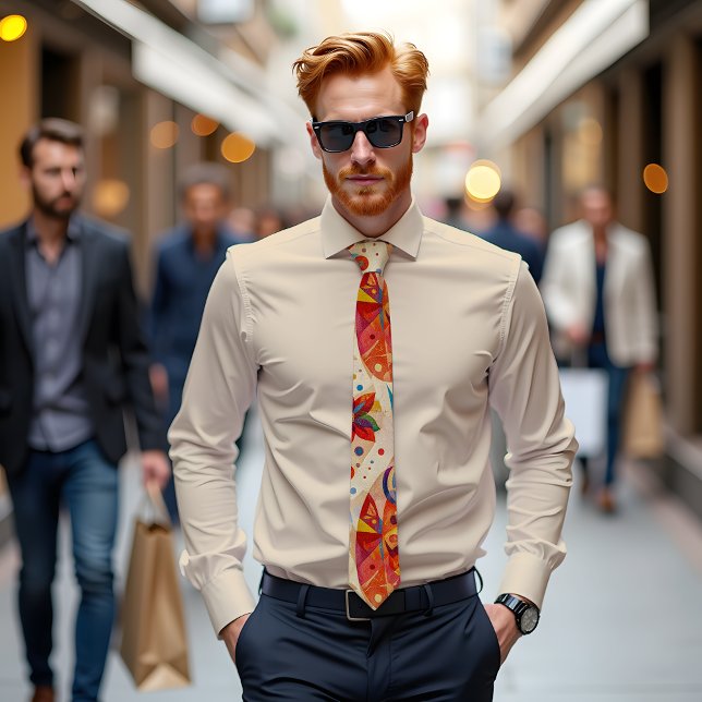 Gravata Fiesta Bloom Abstrato Art Tie (Criador carregado)