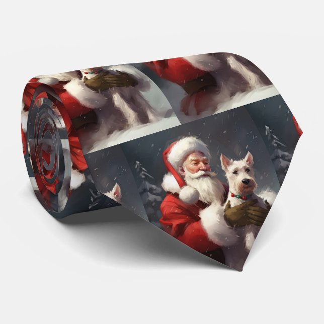 Gravata Fio Fox Terrier Santa Claus Natal Festivo (Rolled)