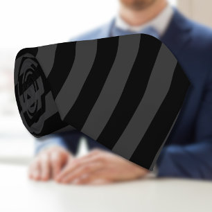 Gravata Fitas Diagonais Simples Pretas e Enfumaçados Preta